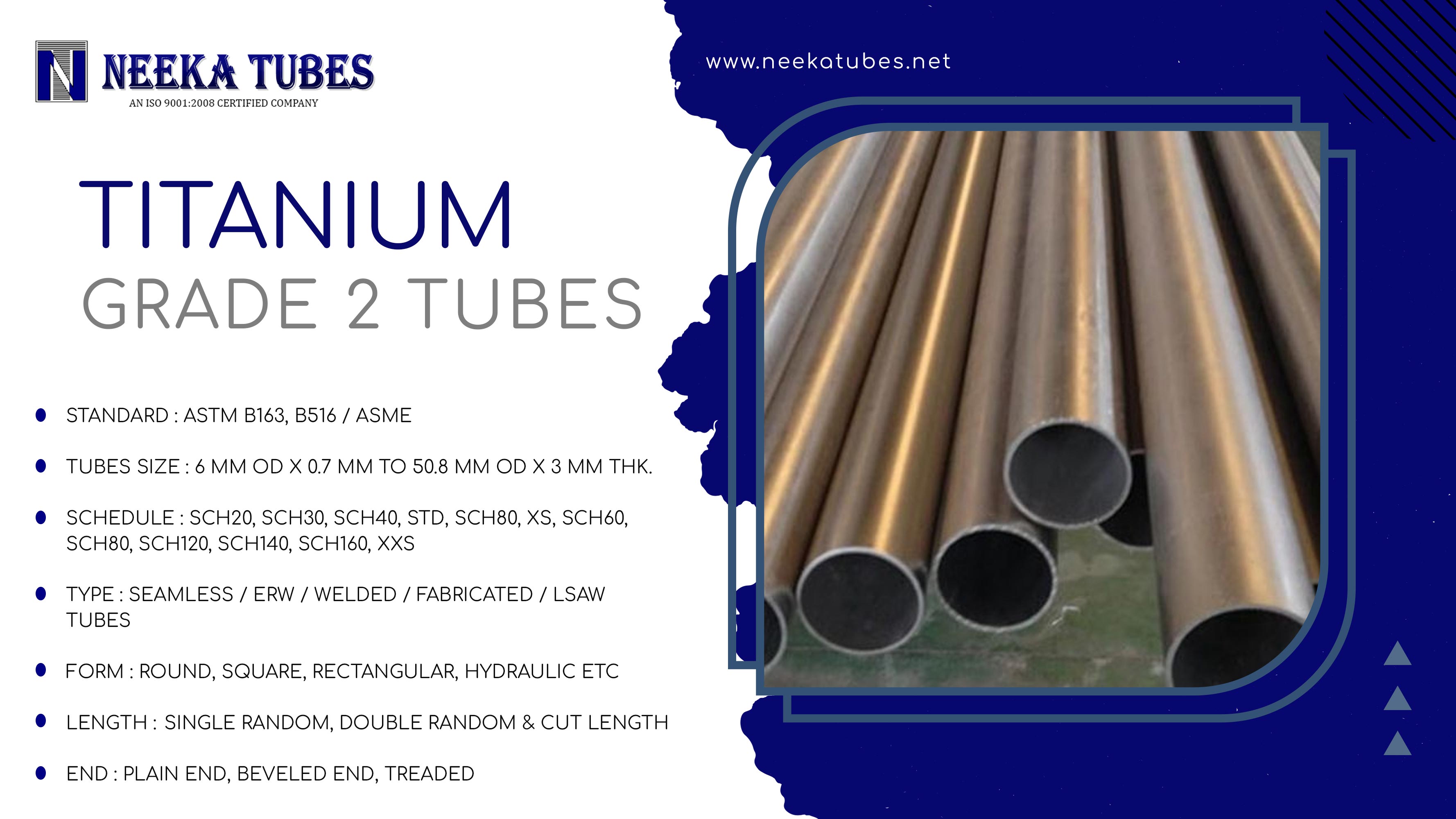 Tittanium grade 2 tubes specification